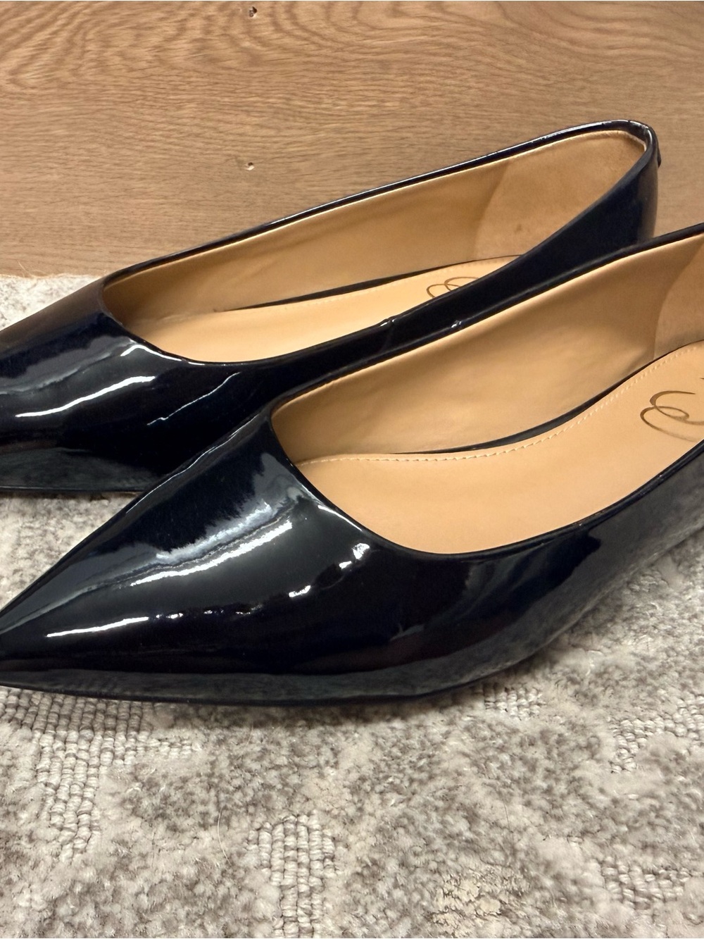 Sam Edelman Black Patent Pointed-Toe Women’s Flats